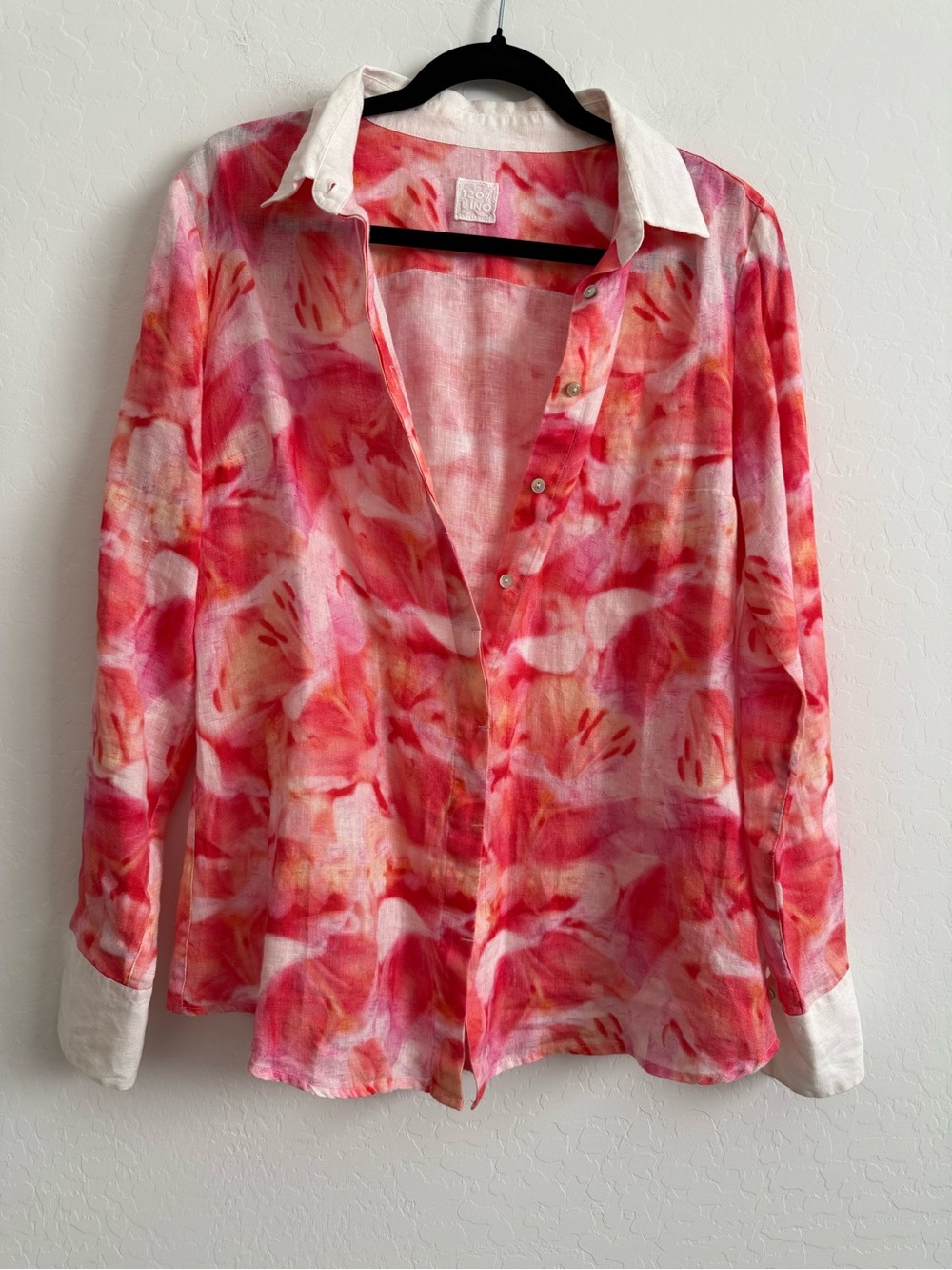 120% Lino Italian Luxury Floral Linen Blouse – Fits Like Medium